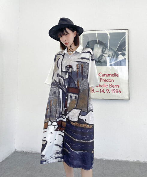 Abstract Cityscape Art Shirt Dress